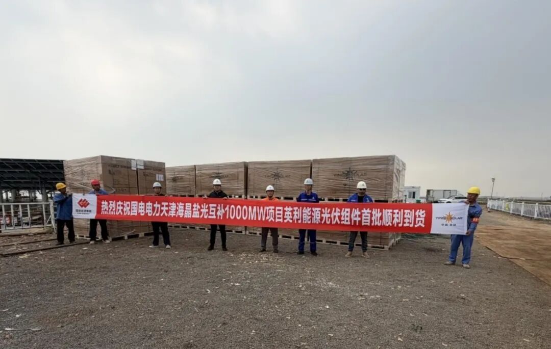 英利首批组件顺利抵达世界单体最大盐光互补项目现场