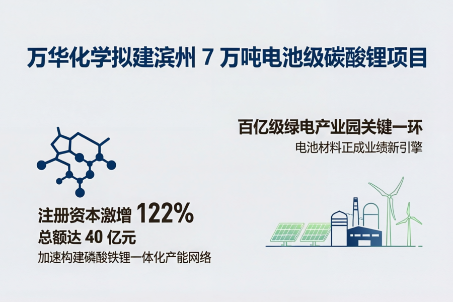 率先投建7万吨碳酸锂！万华化学山东滨州百亿级项目落地