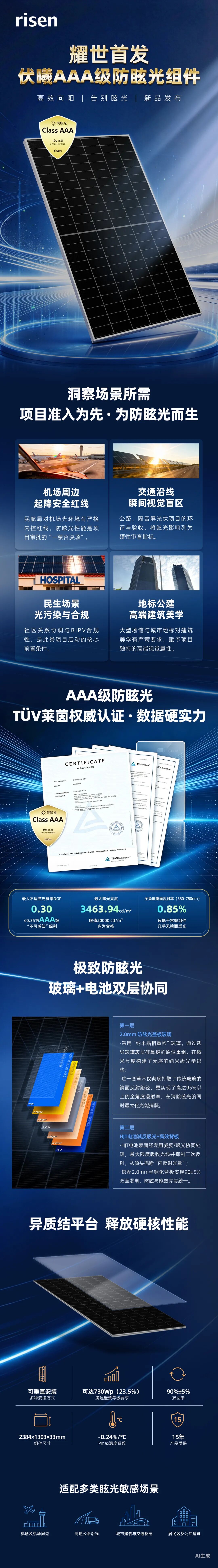 耀世首发｜东方日升伏曦 AAA 级防眩光组件，高效向阳，告别眩光