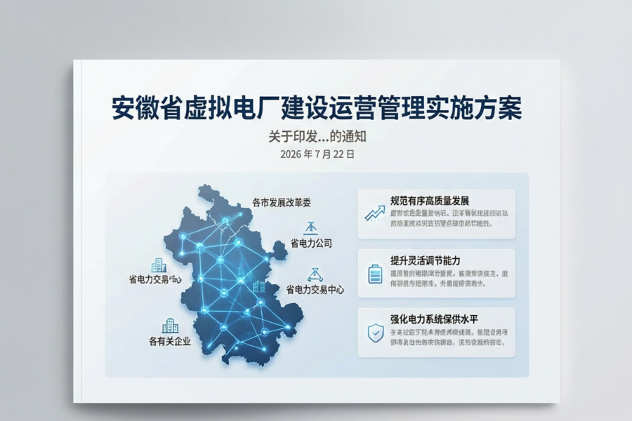 皖能源电调〔2026〕34 号｜安徽省虚拟电厂建设运营管理实施方案发布