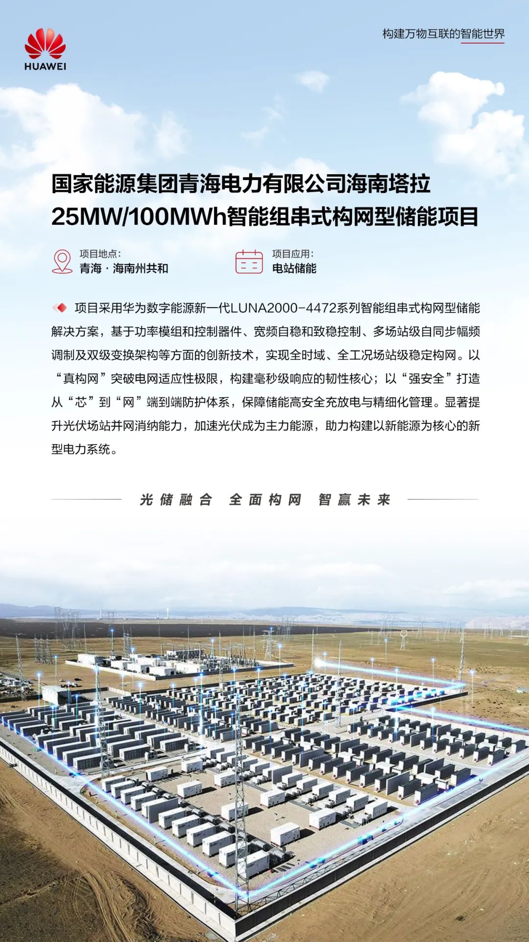 峡光聚能 光储共生 | 华为数字能源携手国能青海打造构网型储能新标杆