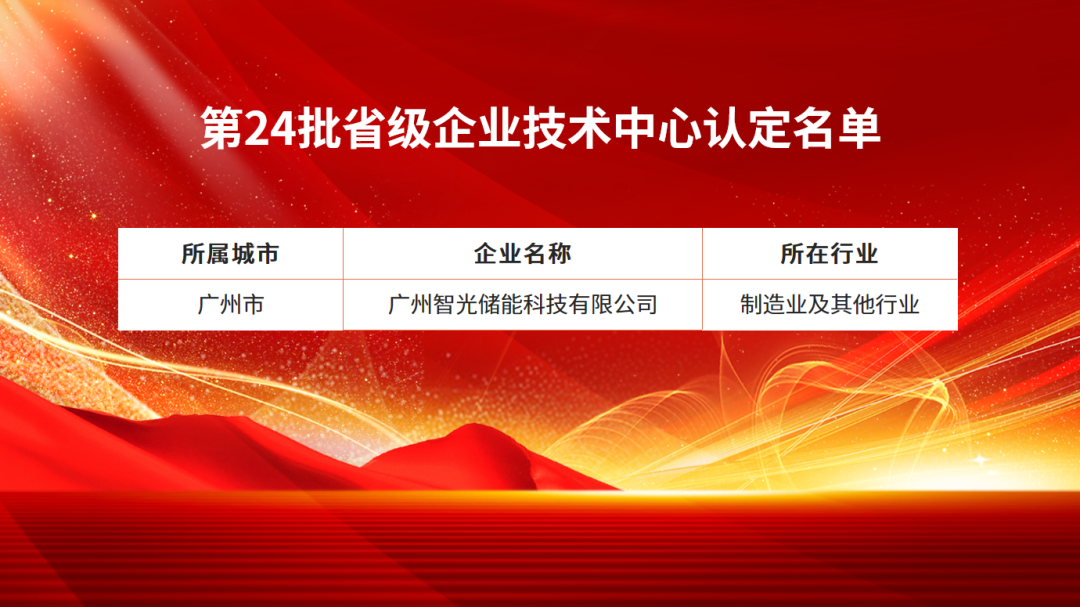 智光储能成功获批广东省企业技术中心