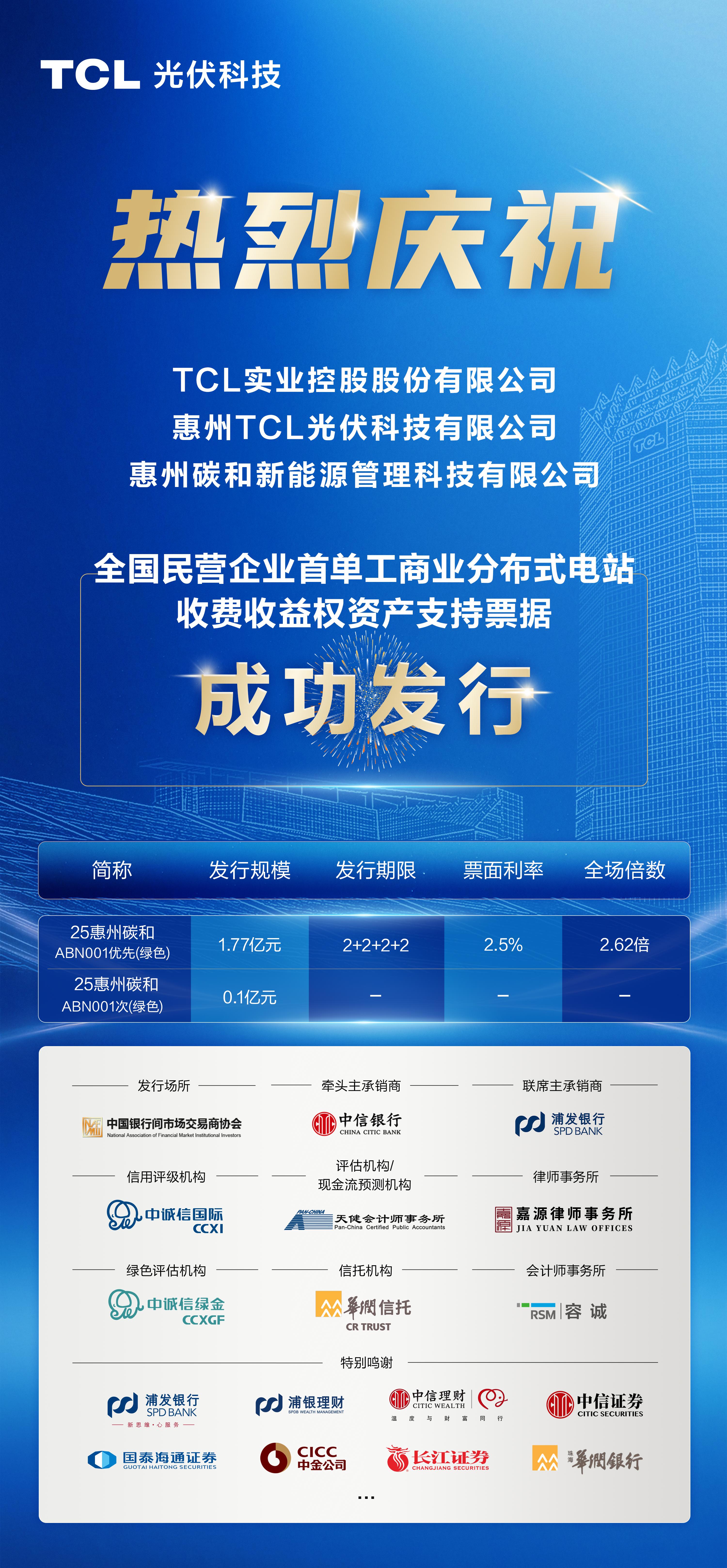 TCL光伏科技成功发行首单工商业光伏ABN 全力助推绿色能源高质量发展
