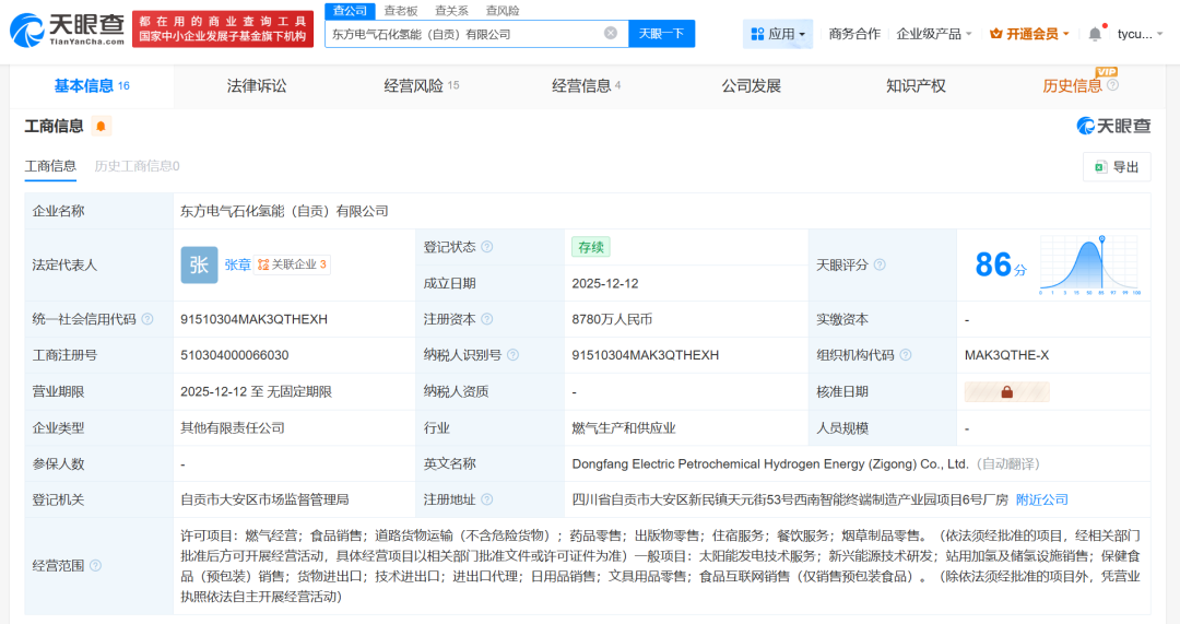 中石化、东方电气再携手成立氢能公司