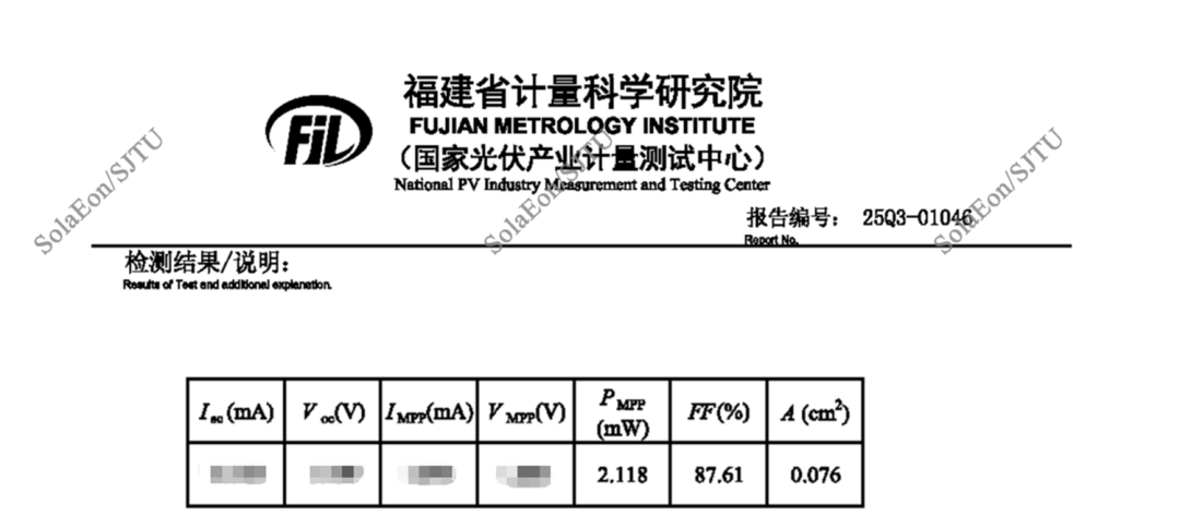 27.87%!光因再破单结钙钛矿电池效率天花板