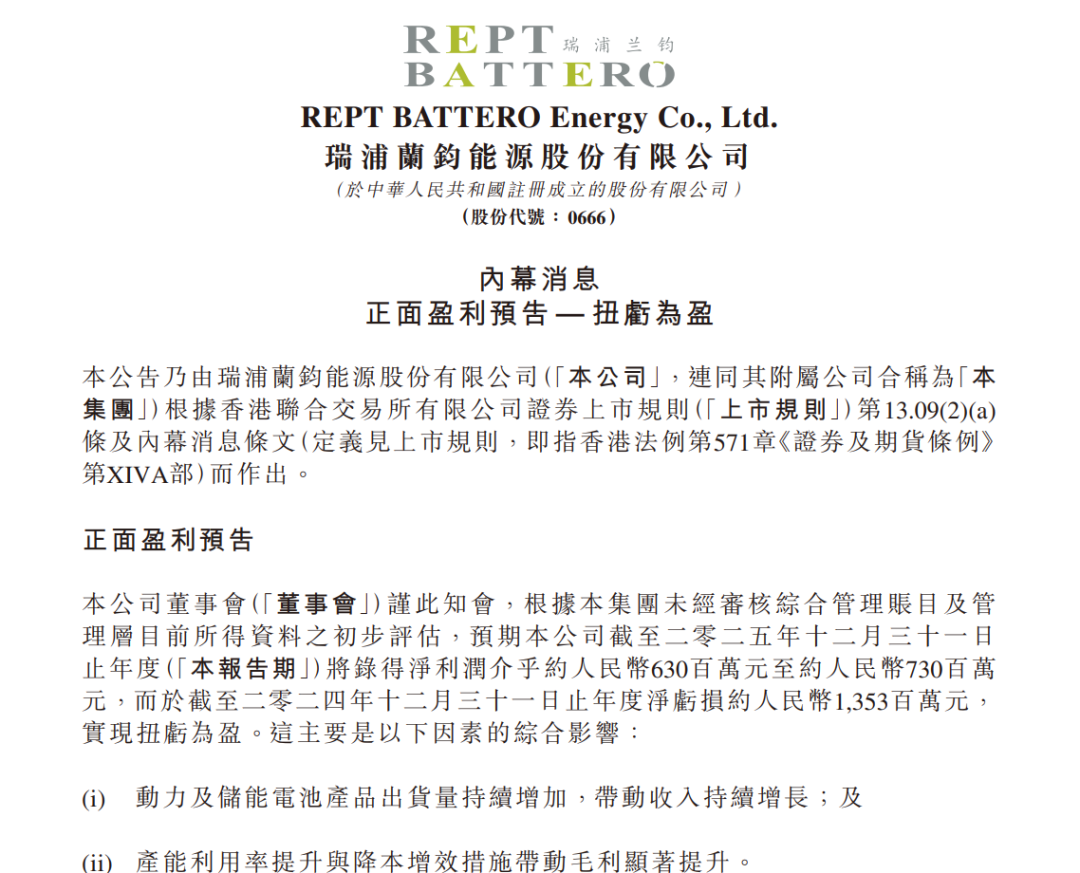 从亏13亿到赚7亿元，瑞浦兰钧靠储能“翻盘”