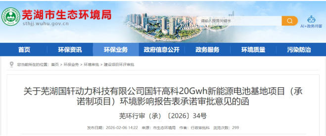 20GWh动力电池项目！国轩新增
