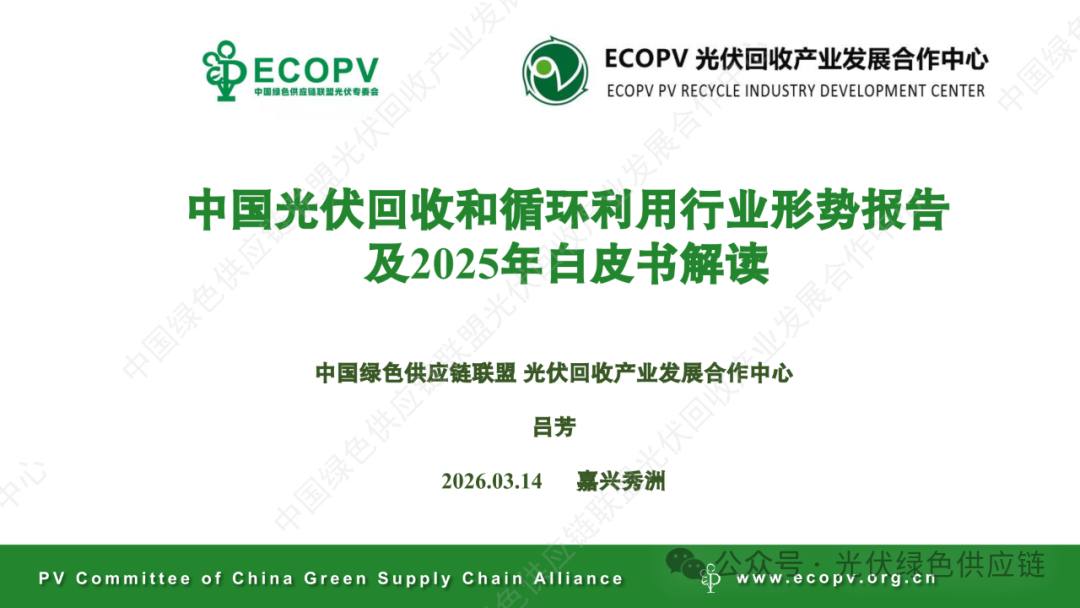吕芳：中国光伏回收和循环利用行业形势报告及2025年白皮书解读