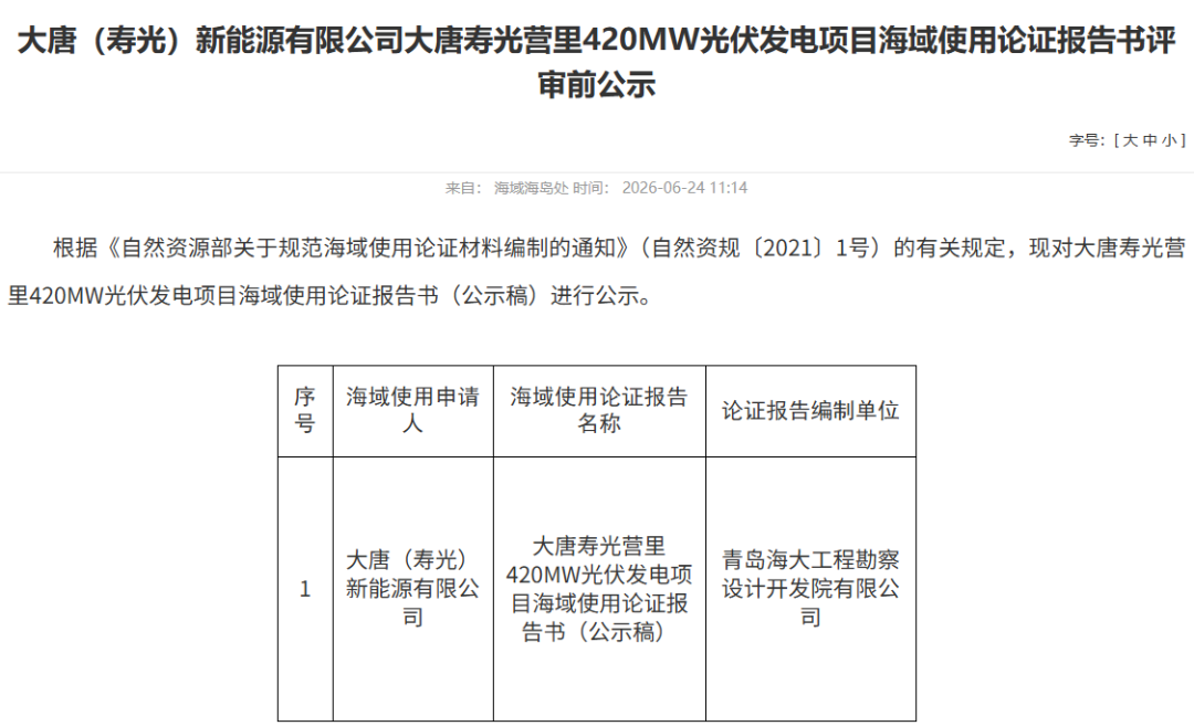 大唐山东420MW光伏项目公示！