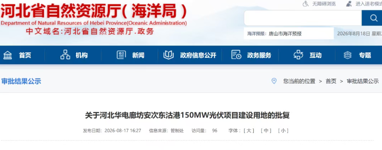 华电150MW光伏项目获批！