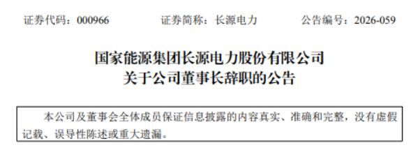 国家能源集团长源电力董事长辞职