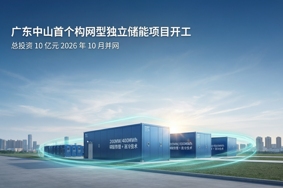 广东中山首个黑启动构网型储能项目开工!200MW/400MWh,总投资10亿元