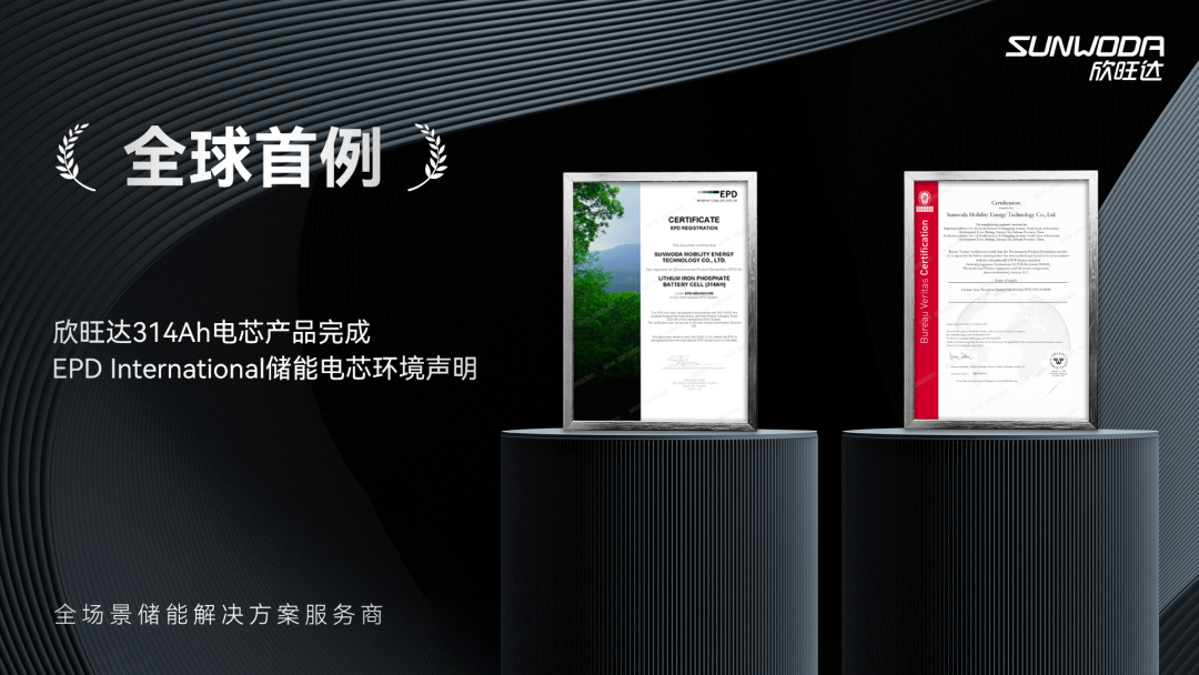 全球首例丨欣旺达314Ah储能电芯通过EPD International环境产品声明认证