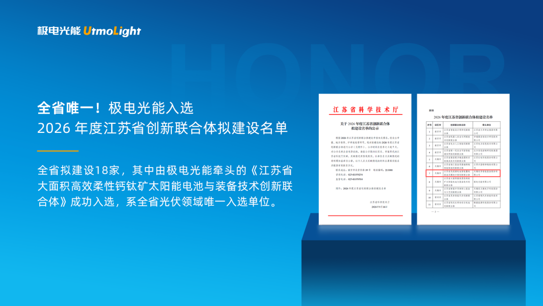 全省唯一!极电光能牵头项目入选江苏省创新联合体拟建名单