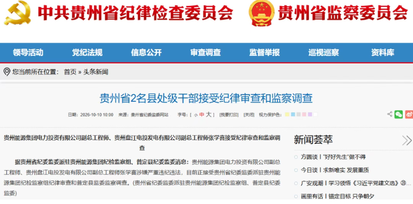 贵州能源集团副总工程师被查