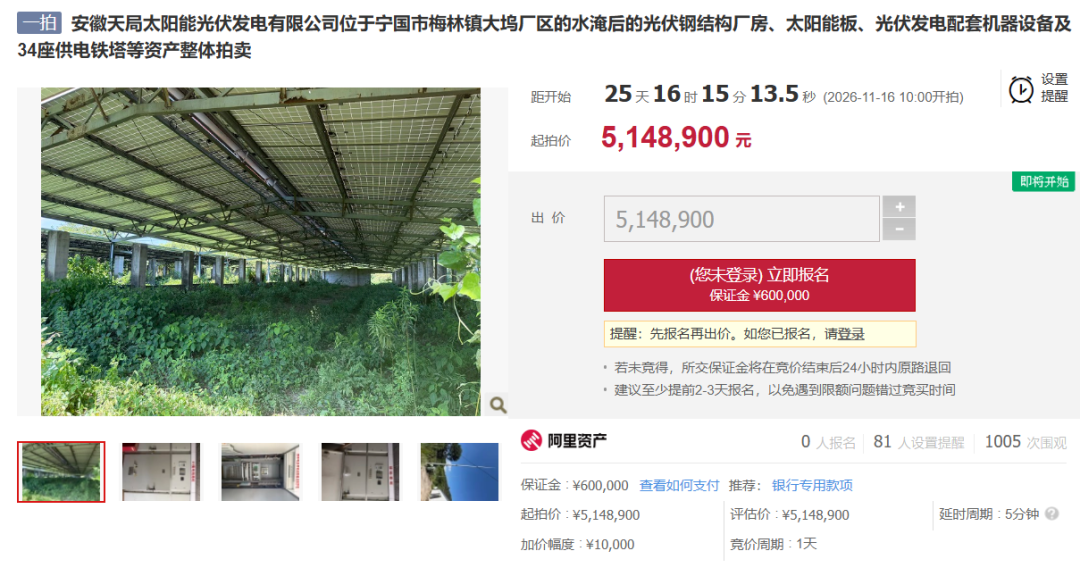 安徽一光伏企业资产被拍卖